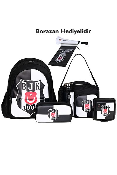 Beşiktaş Licensed 5-Piece School Set (Backpack + Lunch Box + Pen Holder + Water Bottle + Food Container)