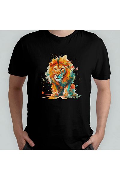 Pixxa Aslan Lion Unisex 100% Cotton Crew Neck T-Shirt Model 1