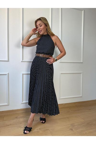 Size Özgü Polka Dot Neck Tie Dress