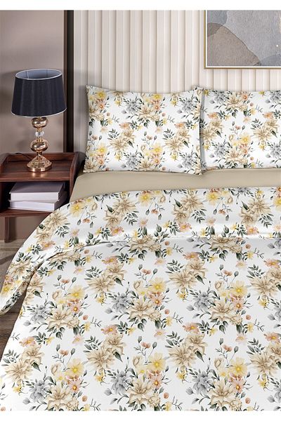 Evim Aster 100% Cotton Akfil Single Duvet Cover Set 160X220Cm Light Yellow Beige