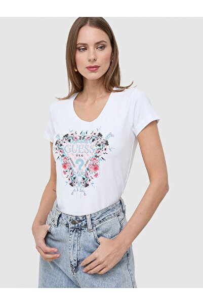 Guess Flowers Triang Kadın Slim Fit T-shirt W4RI38J1314