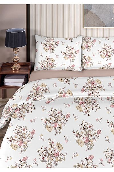 Evim Freesia 100% Cotton Akfil Single Duvet Cover Set 160X220Cm Beige Powder