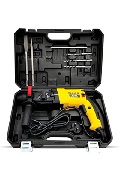Keen Heavy Duty Rotary Hammer Drill 950W 1600rpm with 9 Accessories for Wall Steel Aluminium Work
