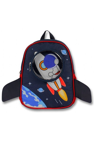 ÜMİT ÇANTA Ümit Çanta Boy Astronaut Printed Navy Blue Red Kindergarten Backpack - 5127