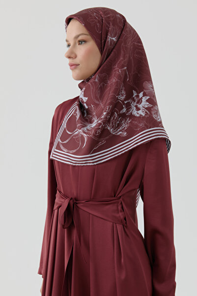 Tuğba Nazenin Twill İpek Eşarp - Bordo