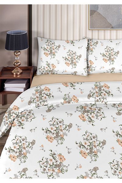 Evim Freesia 100% Cotton Double Duvet Cover Set 200X220Cm Dark Cream