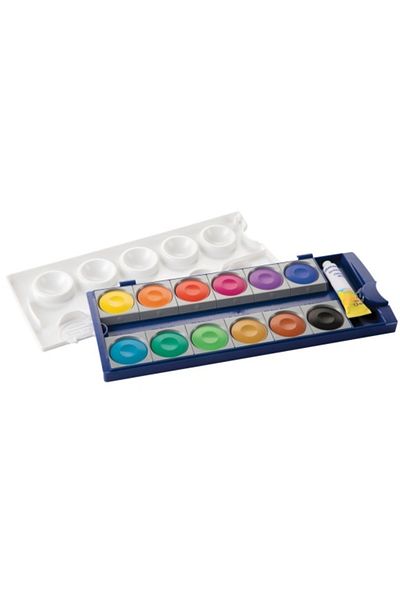 Pelikan Watercolors K12, 12 Detachable Colors & Zinc White, Material Pan & Plastic