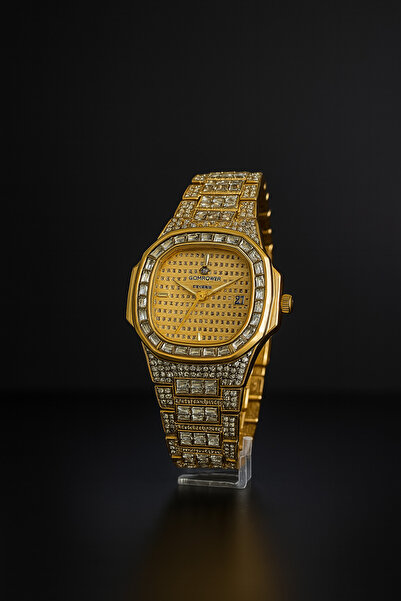 Goldpower Popular Stone Model Calendar Metal Women's Wrist Watch