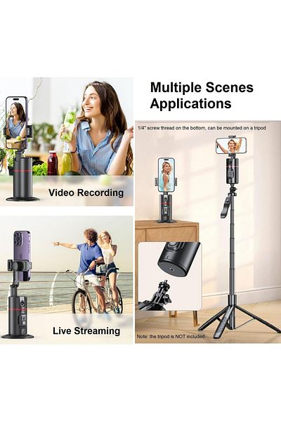 Generic MUNTAQI 360° Auto Face Tracking Tripod with 72" Extendable Selfie Stick & Phone Tripod Stand