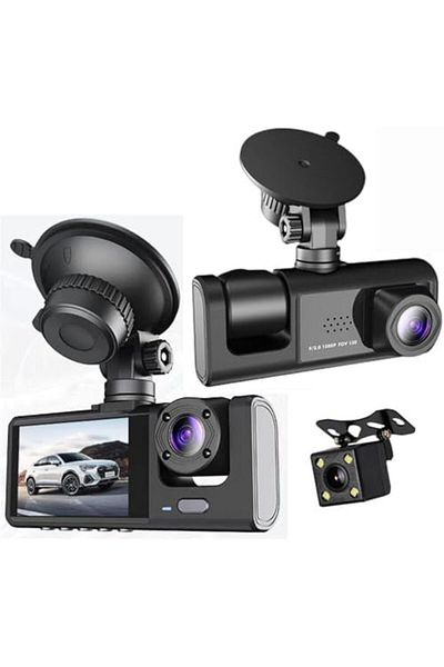 Generic MUNTAQI 3 Channel Dash Cam Front and Rear with Interior – 1080P Full HD Car Camera with Night Visi