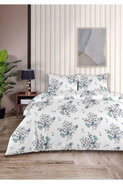 Evim Freesia 100% Cotton Double Duvet Cover Set 200X220Cm Indigo Green