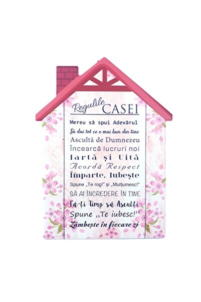 OEM Decorațiune murală ceramică în formă de casă cu „Reguli ale casei”, 20 cm