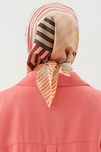 Tuğba Geo Twill İpek Eşarp - Oranj