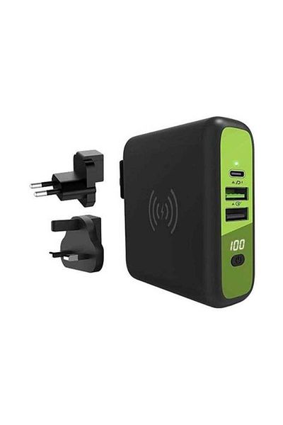 GOUİ 8000 mAh Mbala.Qi Power Bank With Wireless And Wall Charger Black/Green