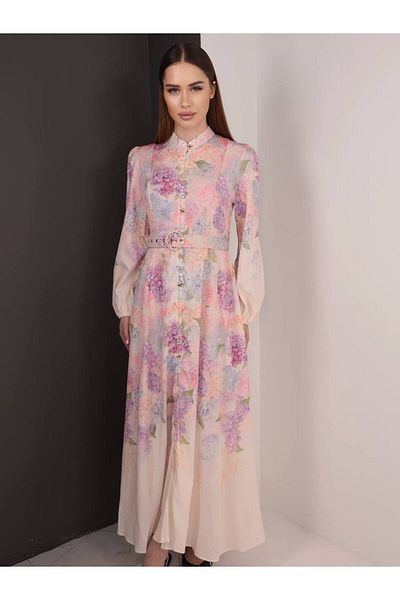 Pulli Collection Pastel Floral Print Long Dress – Zimmerman Dress with Elegant Button Detail