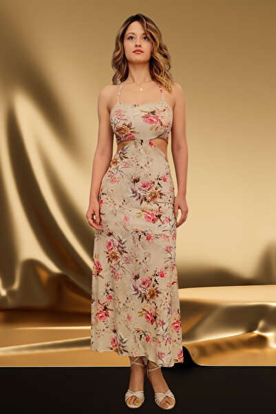 Due Stelle Sırt Dekolteli Yırtmaçlı Maxi Abiye Elbise - Parti - Dans - Mezuniyet Davet Elbisesi