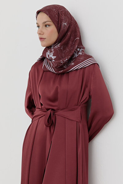 Tuğba Nazenin Twill İpek Eşarp - Bordo