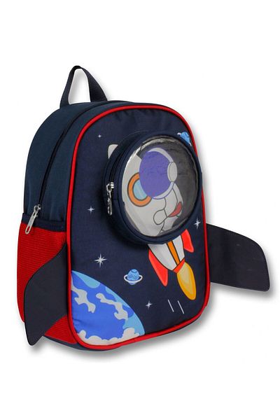 ÜMİT ÇANTA Ümit Çanta Boy Astronaut Printed Navy Blue Red Kindergarten Backpack - 5127