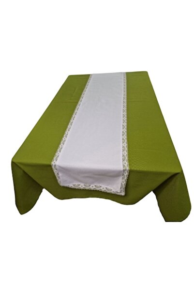 ARIALE Fată de masă și traversă Green by 6, cu dantelă, 170x130 cm, textil, m...