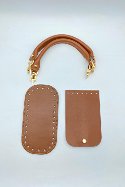 BD fold yarn طقم حقيبة محبوكة مغطاة باللون البني مقاس 10 × 20 سم