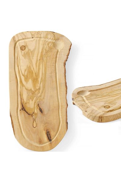 HENDI Deska do serwowania z drewna oliwnego z rowkiem 400 x 250 x 18 mm - 505212