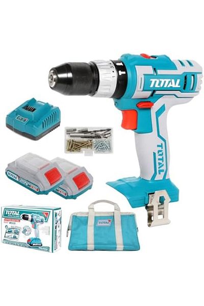TOTAL Lithium-Ion Impact Drill 20V 2Pc Battery 1Pc Charger Impact Function