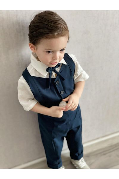 favorimkids Premium Navy Blue Suit Shirt Included (Short)