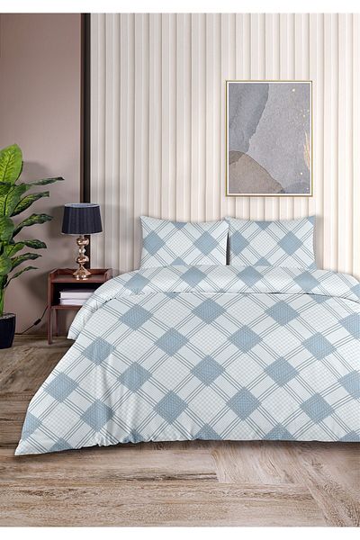 Evim Loren 100% Cotton Double Duvet Cover Set 200X220Cm Light Blue-Blue