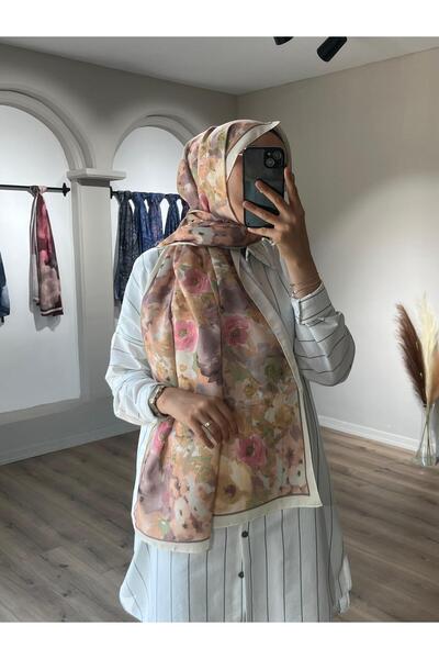 Merwiss Μαλακό βουτυρένιο κίτρινο σάλι με μοτίβο λουλουδιών