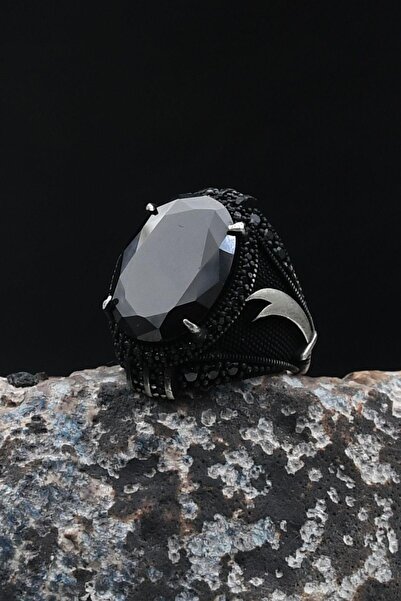 Prestige Hz. Ali'nin Kılıcı Zülfikar 925 Ayar Gümüş Yüzük Siyah Zirkon Taşlı ...