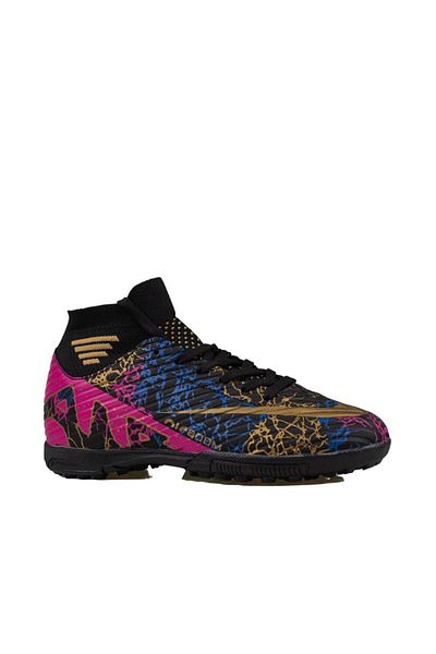 m2s Black Men's High-Rise Flexible Astroturf Field Shoes