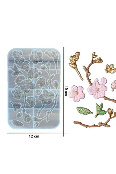 GLANCE Epoksi Silikon Kalıp - Çiçek ve Yapraklar 12x20cm 294