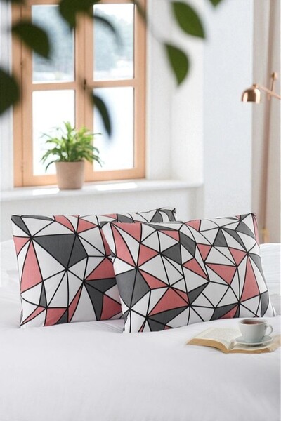 YALITEKS HOME مجموعة من 2 غطاء وسادة قطنية |   مطبوع |   50x70 سم