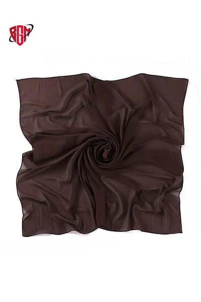 Shopi BGM Chiffon Scarf for Women Fashion Soft Chiffon Hijab Solid Color Headscarve - Dark Brown