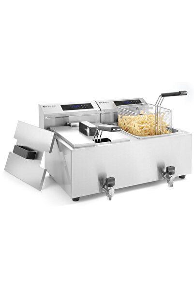 HENDI Friteuză digitală Mastercook cu panou și robinet 2x8L 2x3500W