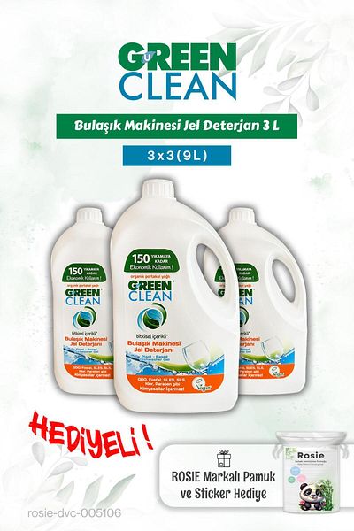 Green Clean Gel Dishwasher Detergent 9 Liters and Rosie Cotton Gift