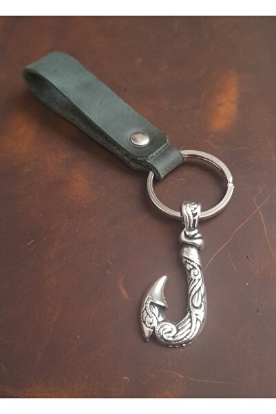 E&F Takı سلسلة مفاتيح من الجلد الطبيعي بتصميم ممتاز من مارينر فيشر هوك