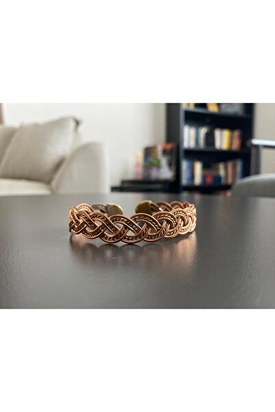 Layla Copper İnce Örgü Desenli Karışık Tel Bakır Bileklik