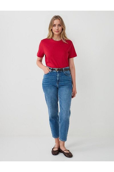 Jimmy Key Red 100% Cotton Short Sleeve Basic Knitted T-Shirt