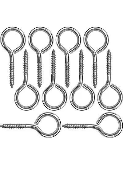 OEM Set of 10 screws with ring, total length 5 cm, stainless steel, silver