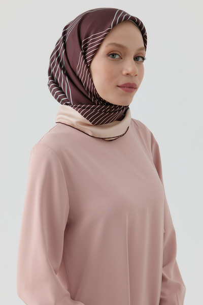 Tuğba Yansıma Twill İpek Eşarp - Bordo