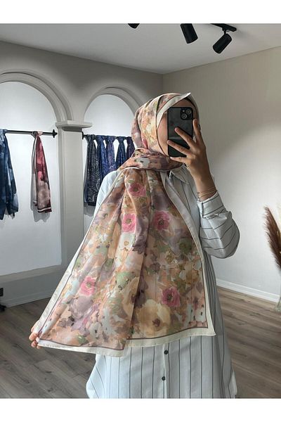 Merwiss Flower Pattern Soft Butter Yellow Shawl
