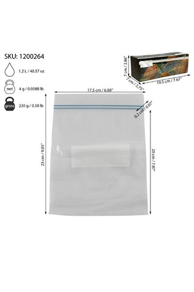 gogiva Set of reusable and resealable bags, transparent, with ziplock zipper, 17.5x20 cm, plastic, 50 pcs