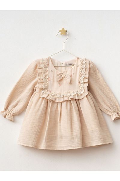 Cherrys Bebek Robe Ruffled Muslin Dress