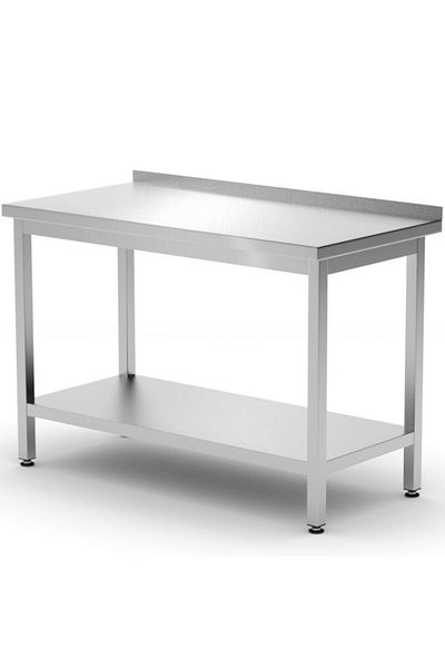 HENDI Stół blat roboczy przyścienny z rantem półką Budget Line STAL 1000 x 600 x 850 mm - 817278