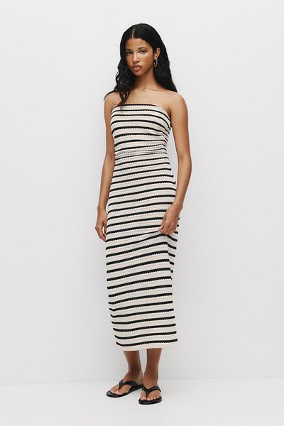 Pull & Bear Knit striped midi dress