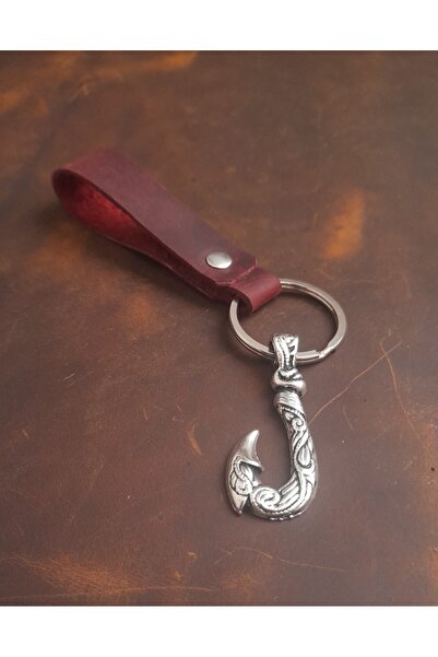 E&F Takı سلسلة مفاتيح من الجلد الطبيعي بتصميم ممتاز من مارينر فيشر هوك