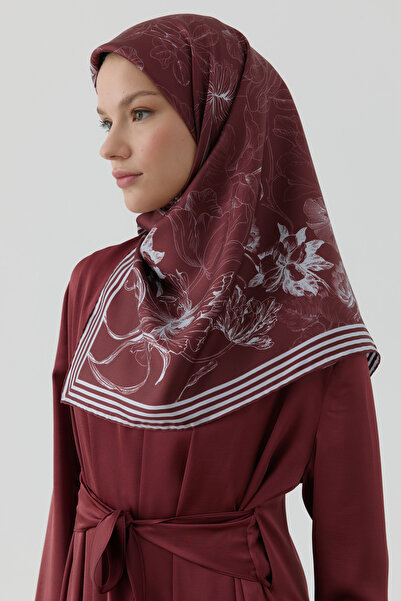 Tuğba Nazenin Twill İpek Eşarp - Bordo