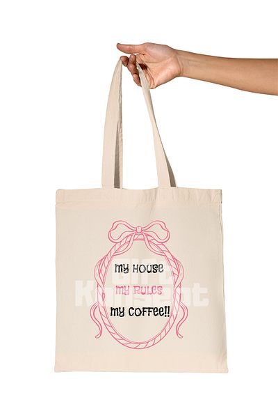 giftkonsept My House My Rules Printed Gift Organic Raw Cloth Bag