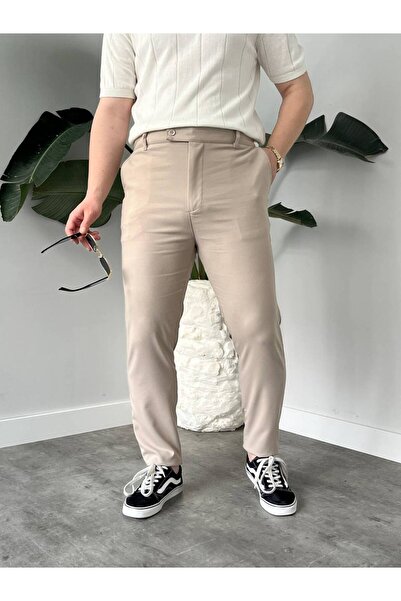 KHAYN ERKEK SLİM FİT İTALYAN KESİM KEMERLİ NORMAL BEL KUMAŞ PANTALON KHKP2048